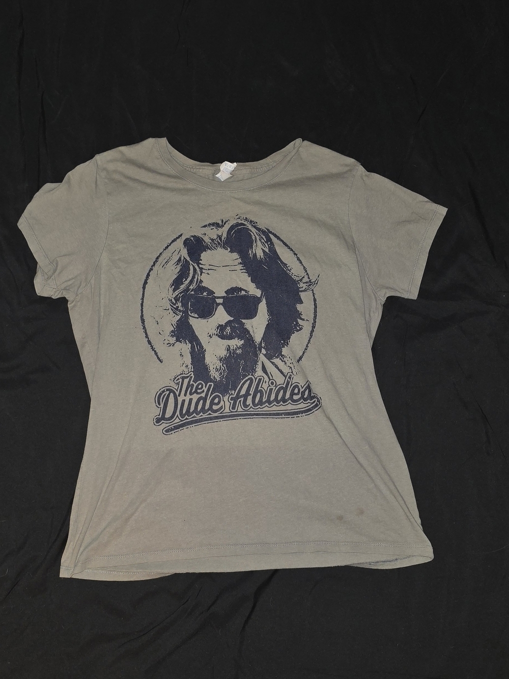 Graphic Tee "The Dude Abides" - Olive with Navy Print